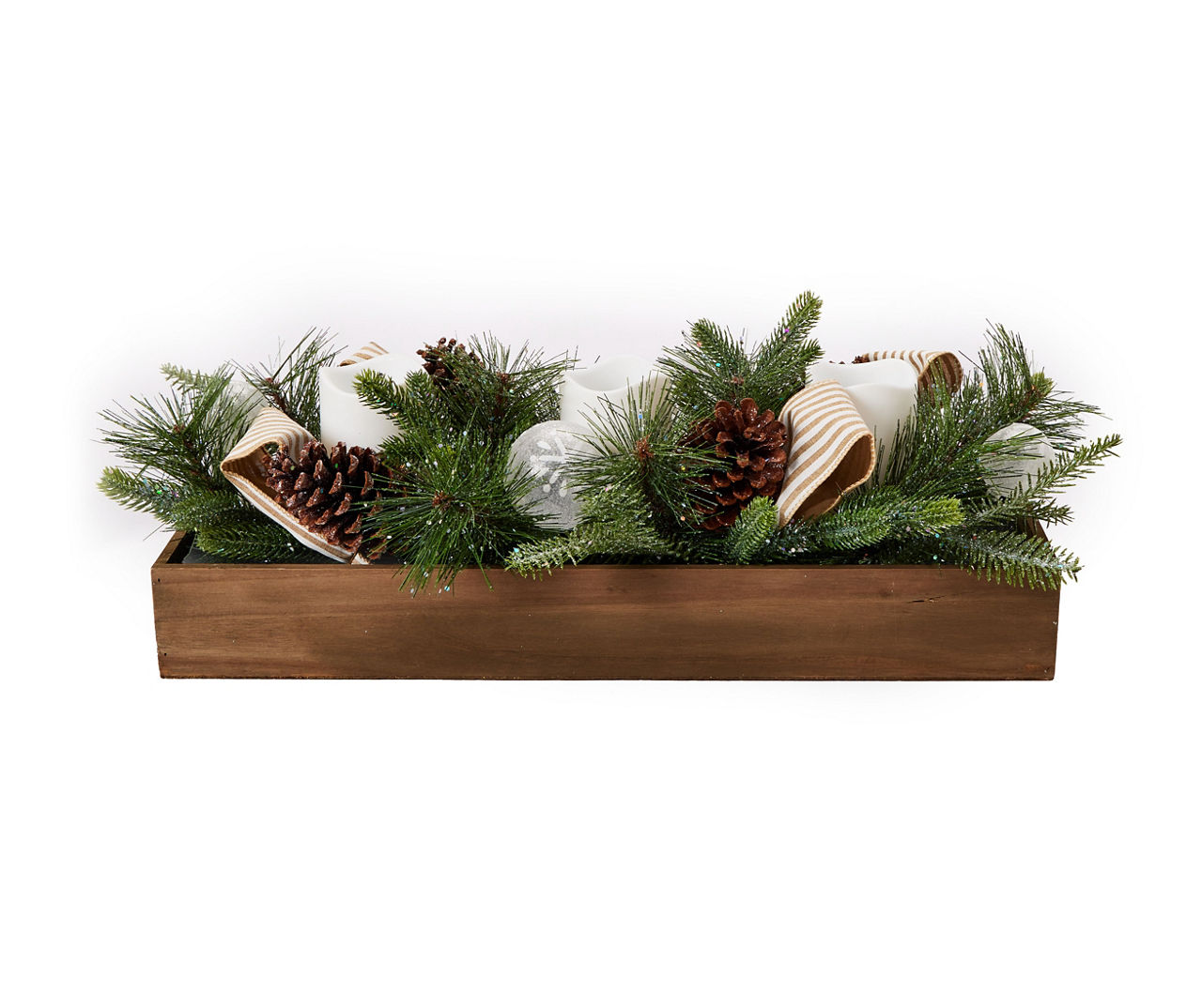 Winter Wonder Lane Pinecone, Ribbon & Ornament 3Tier LED Candle Box