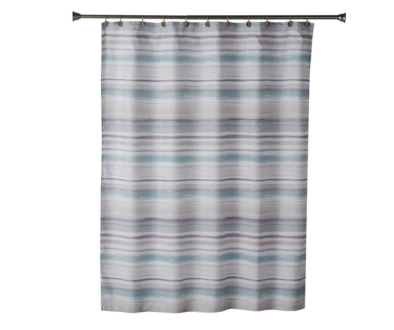 Patricia Aqua & Gray Stripe Fabric Shower Curtain Big Lots