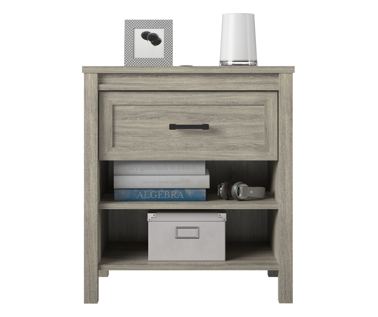 Ameriwood Silverton Gray Oak Nightstand with USB Charging Big Lots