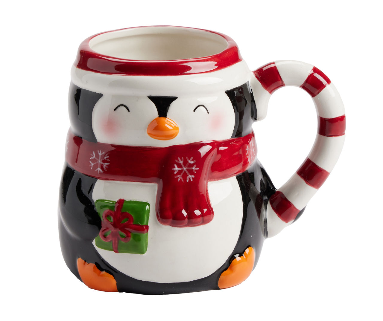 Black & Red Holiday Penguin Figural Mug, 18 oz.