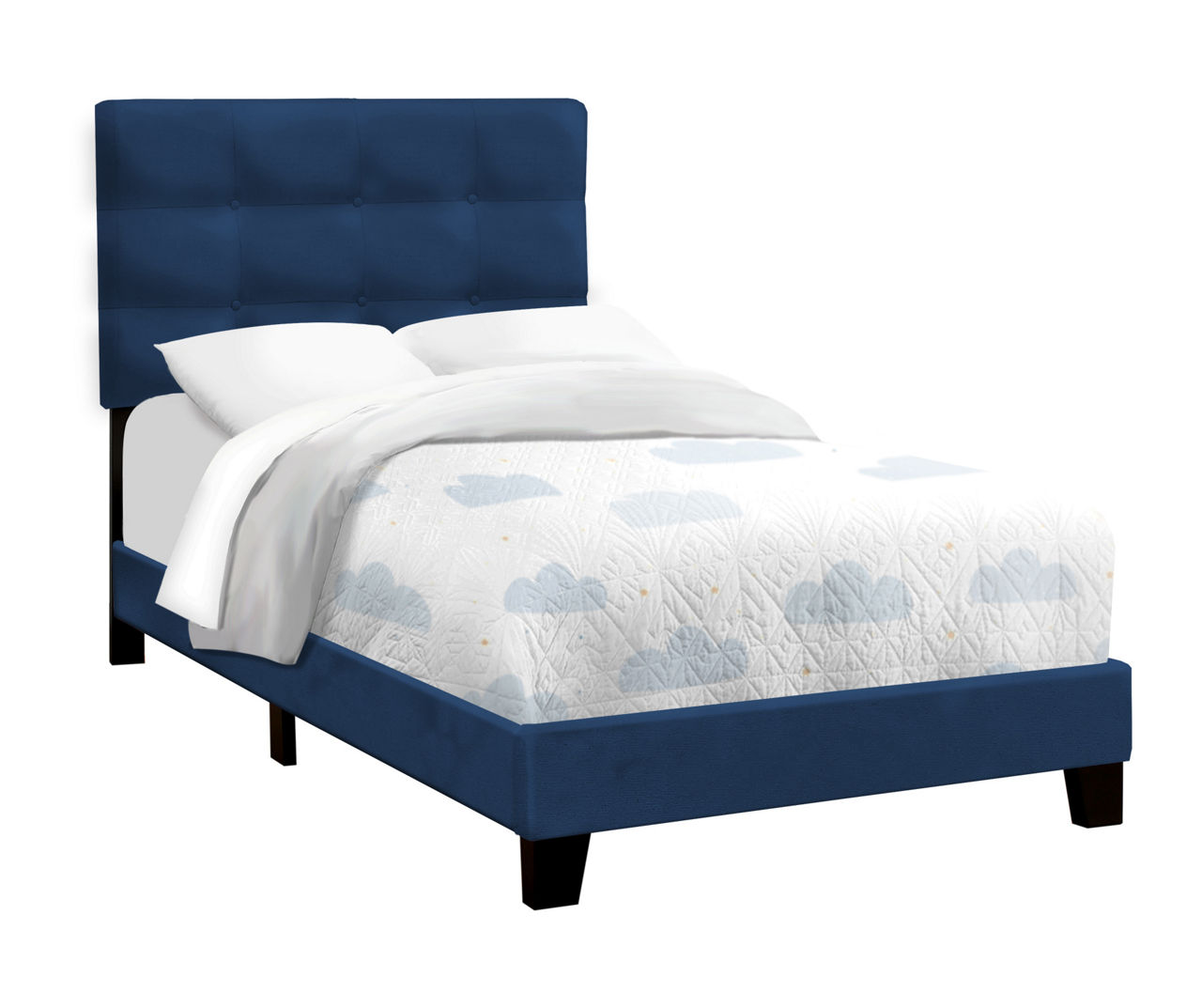 Monarch Navy Blue Tufted Velvet Twin Upholstered Platform Bed Big Lots