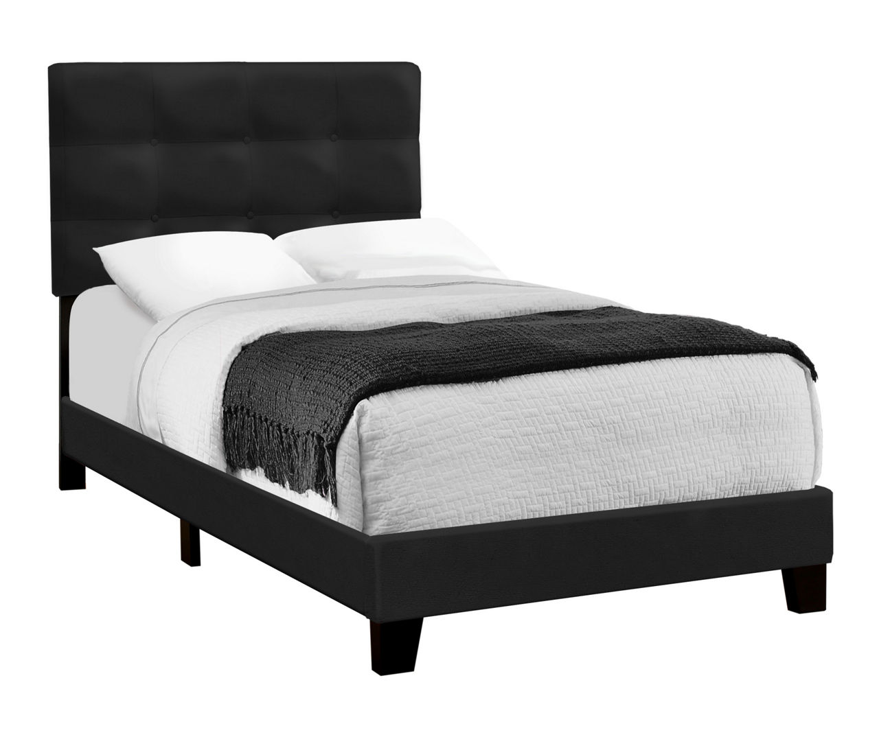 Monarch Black Tufted Velvet Twin Upholstered Platform Bed Big Lots