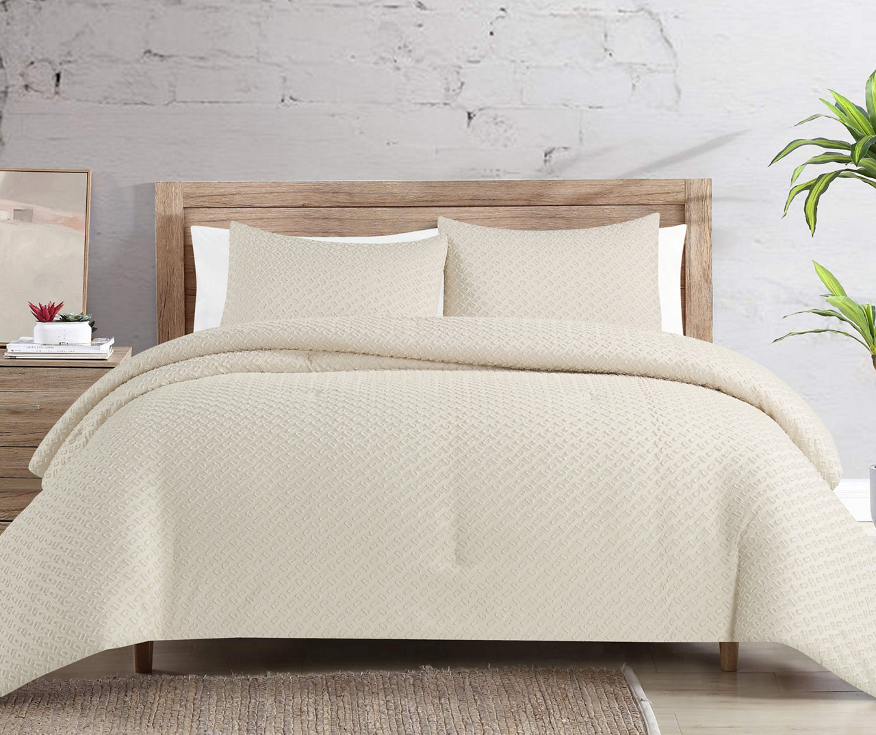 Beige Tufted Blocks King 3-Pc. Comforter Set | Big Lots