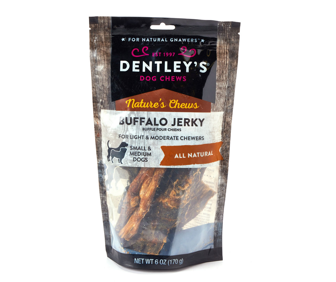 Dentley s Buffalo Jerky Dog Chews 6 Oz