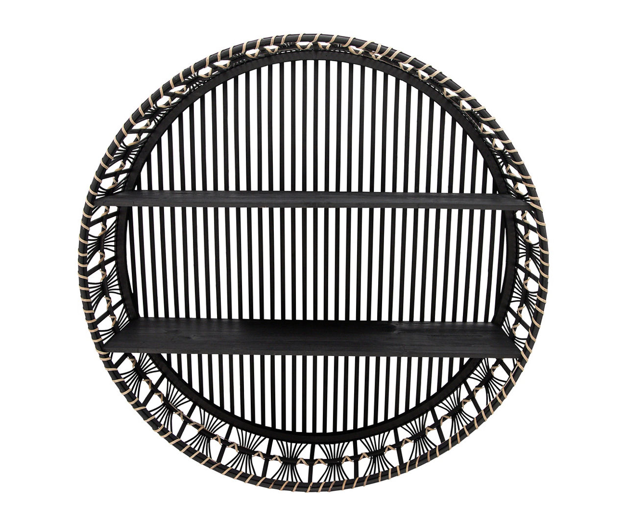 Black Bamboo & Metal 2Tier Wall Shelf Big Lots