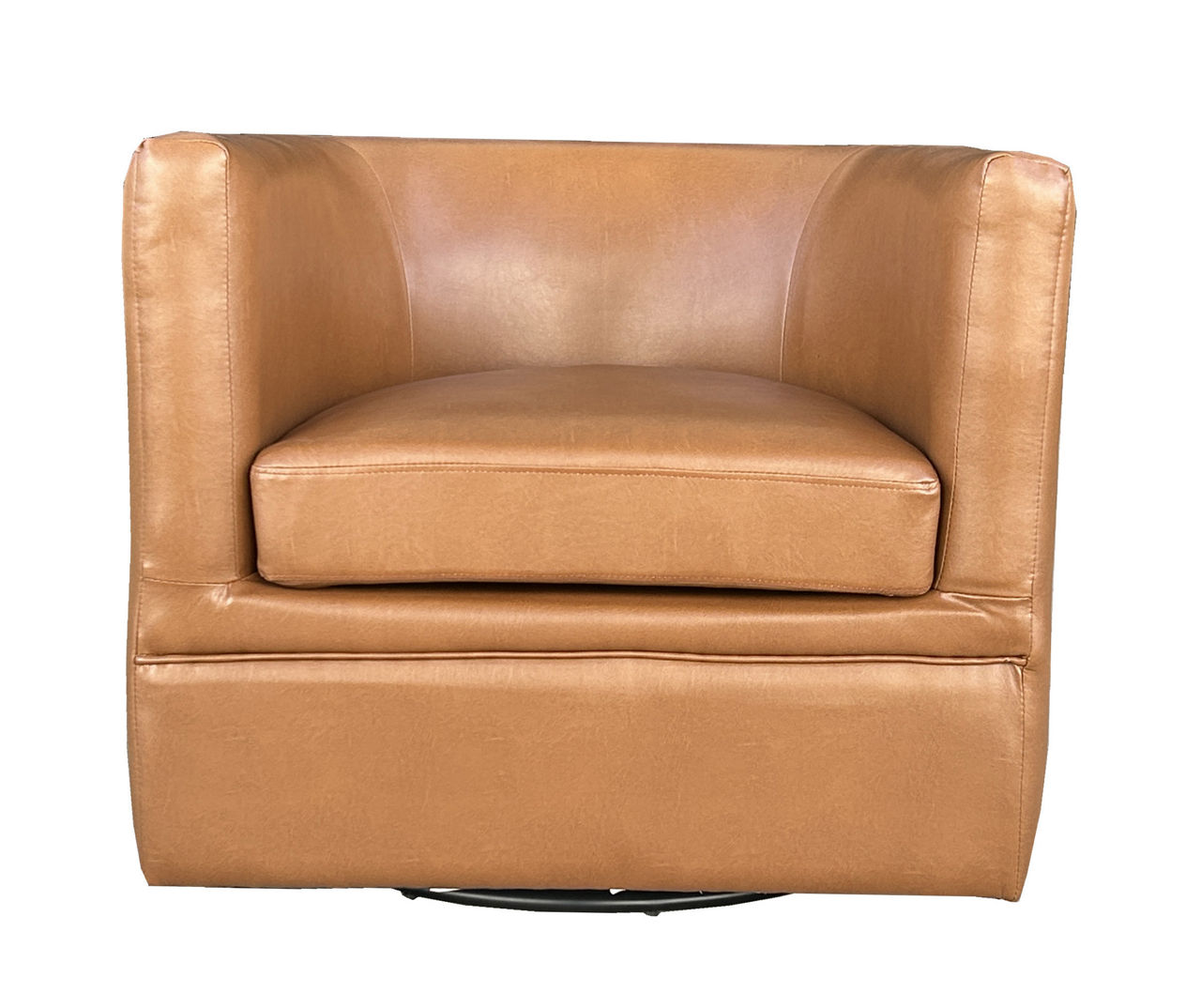 Cole Cognac Faux Leather Swivel Accent Chair