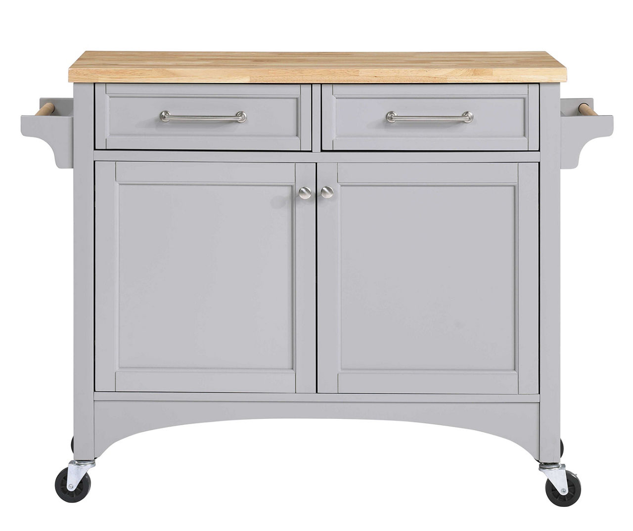 Gray & Wood Panel 2-Door Rolling Kitchen Cart