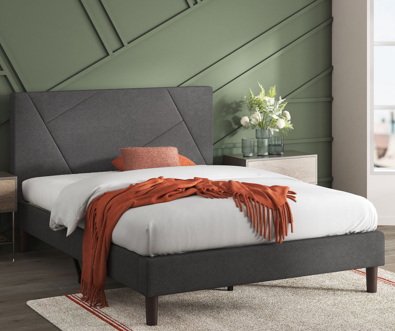 Judy Queen Upholstered Platform Bed Big Lots