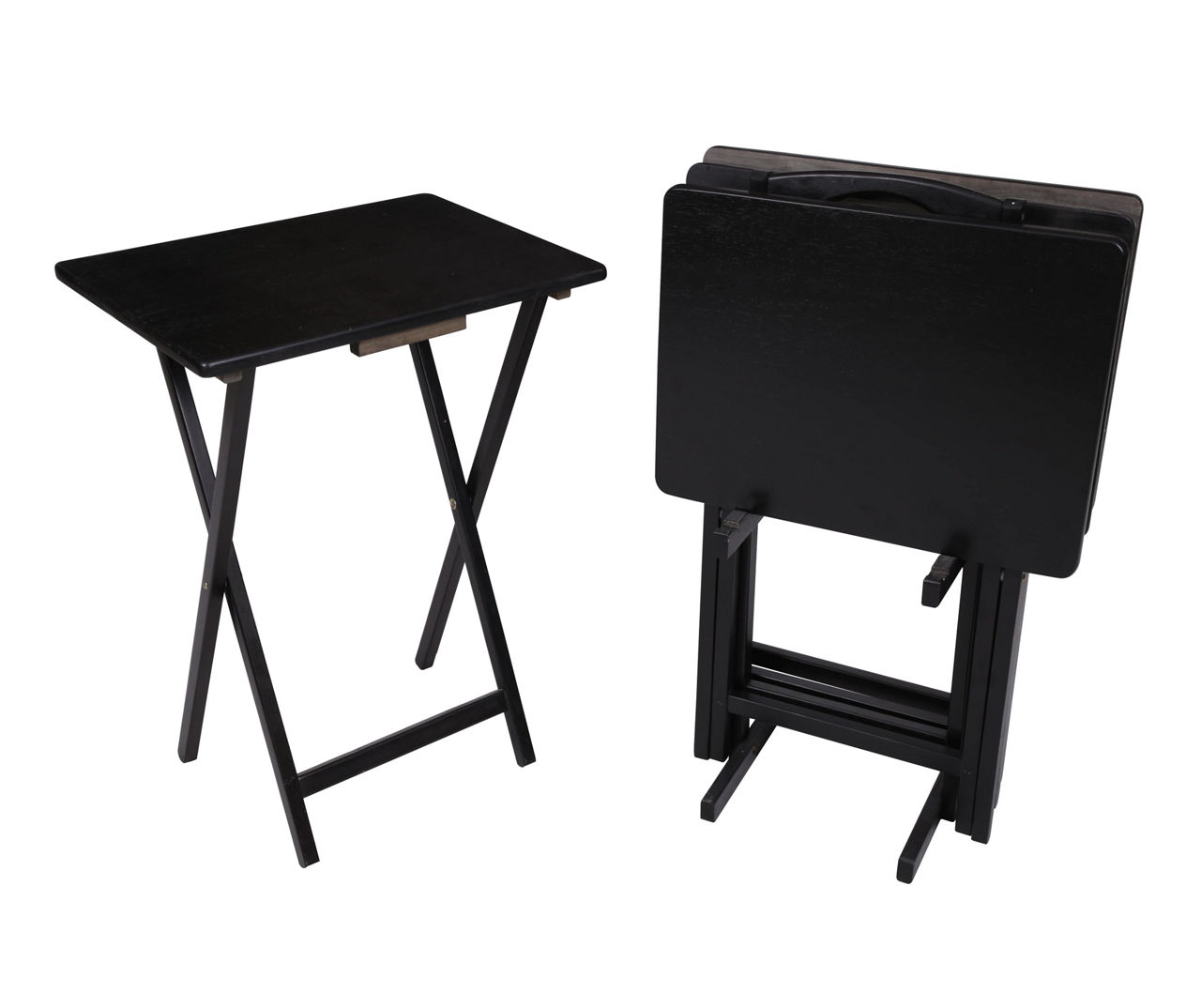 Black 4 Piece Tray Table Set with Stand