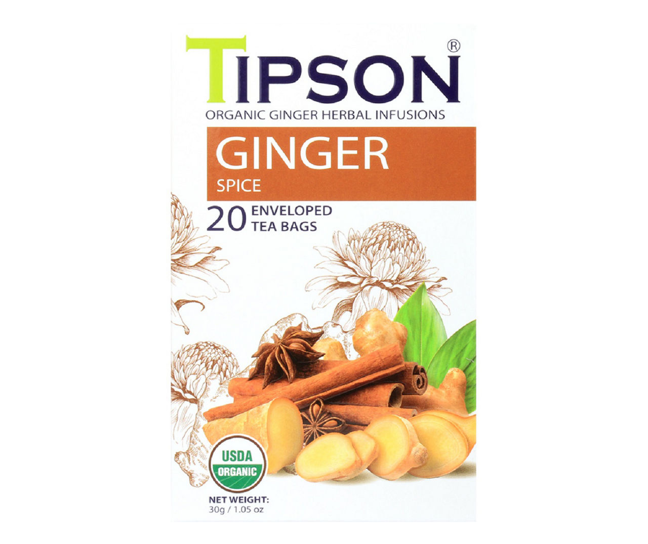 Tipson Ginger Spice Herbal Infusion Tea Bags, 20-Pack | Big Lots