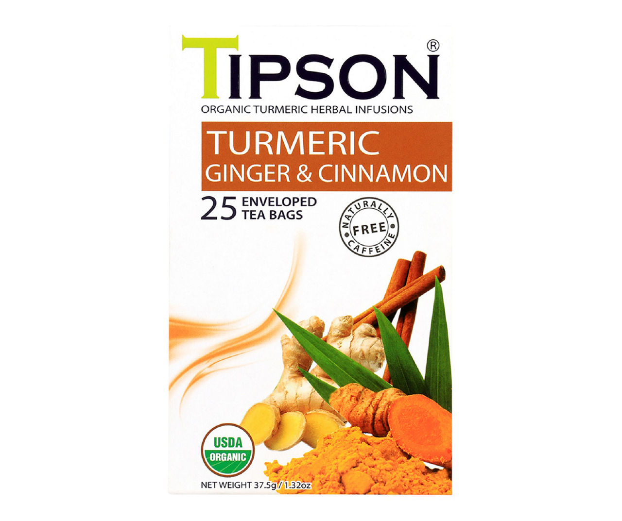 Tipson Turmeric Ginger & Cinnamon Herbal Infusion Tea Bags, 25-Pack ...