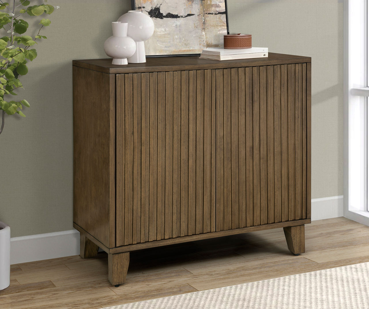 Webber Brown Fluted Door Storage Cabinet