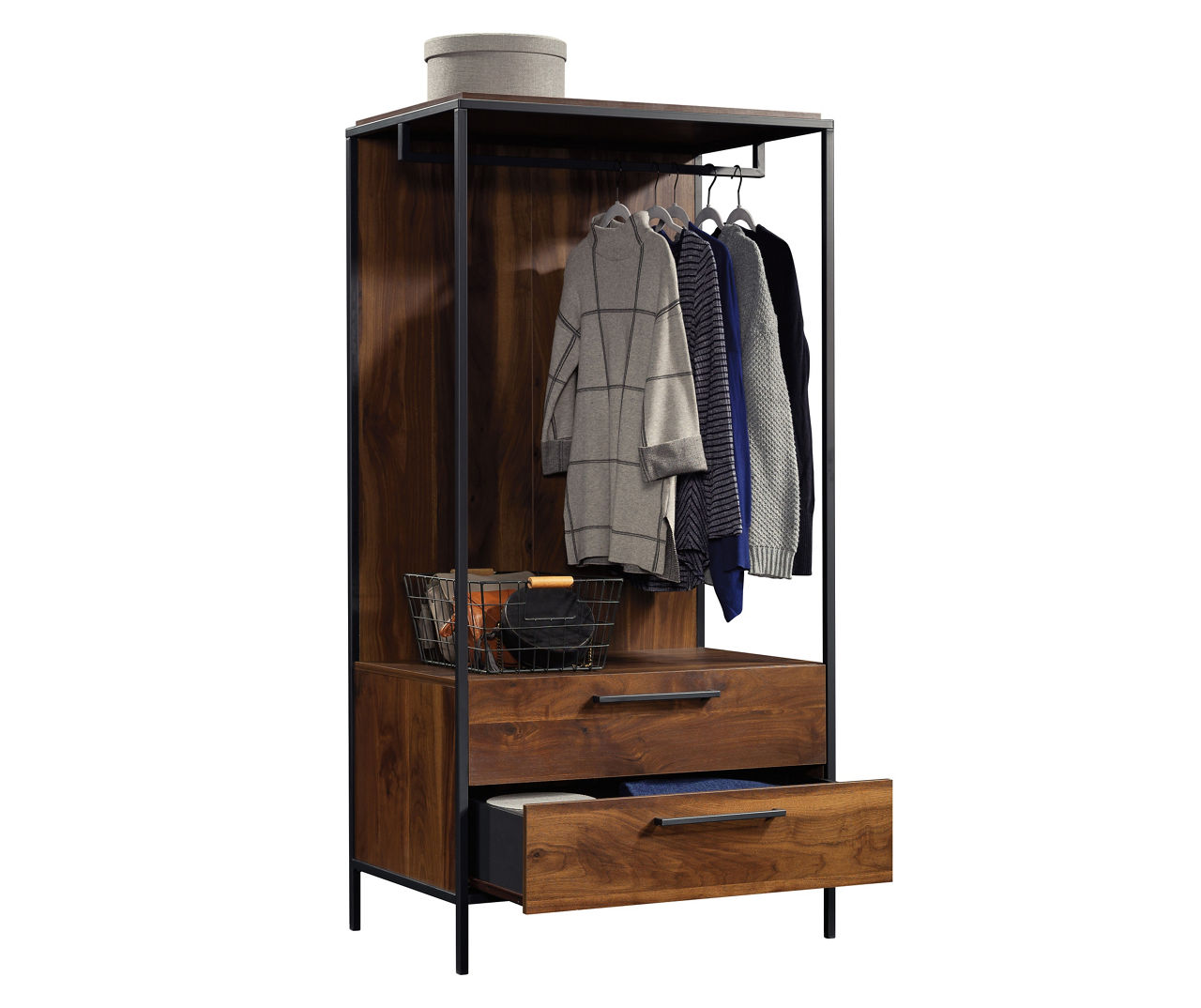 Nova Loft Grand Walnut Open Wardrobe Closet