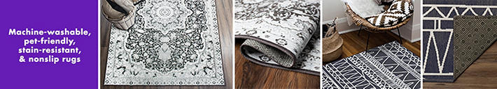 Machine-washable, pet-friendly, stain-resistant, & nonslip rugs