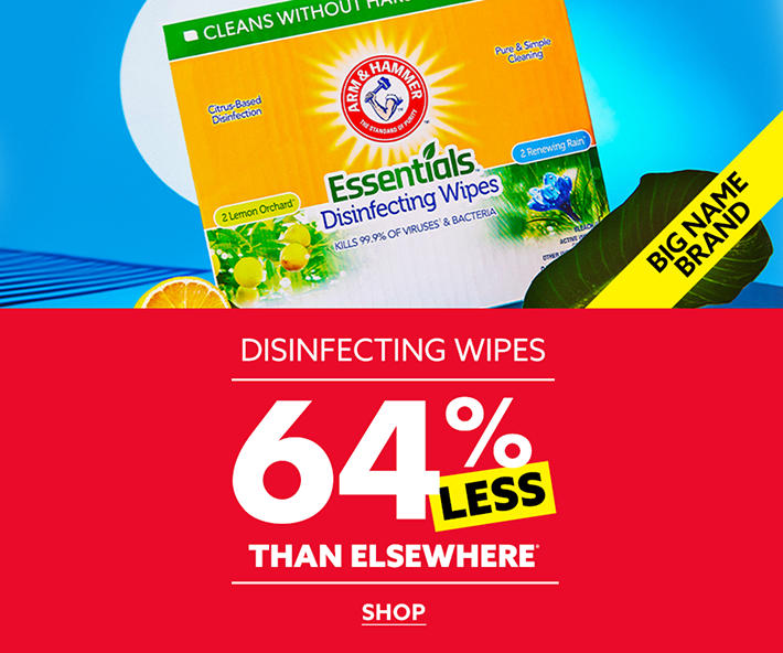 Disinfecting Wipes 64% Less Than Elsewhere