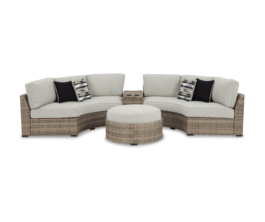 Signature Design By Ashley Calworth 4Piece Wicker Cushioned Patio