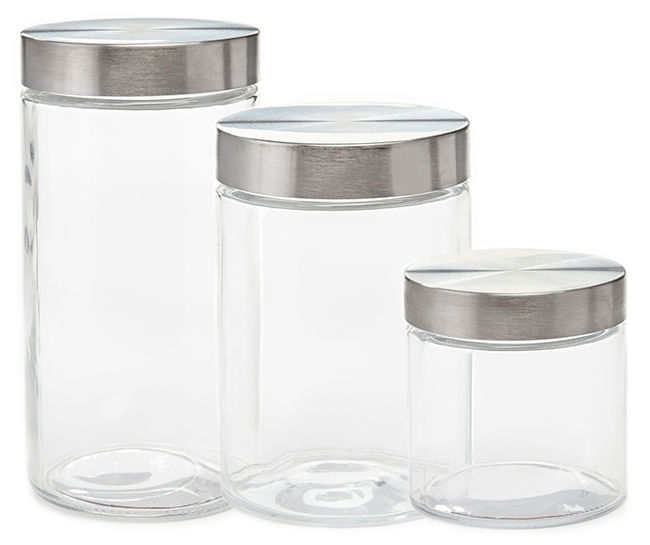 Stainless Steel Large Tea Coffee Sugar Mirror Storage Jars Canisters Set selver 