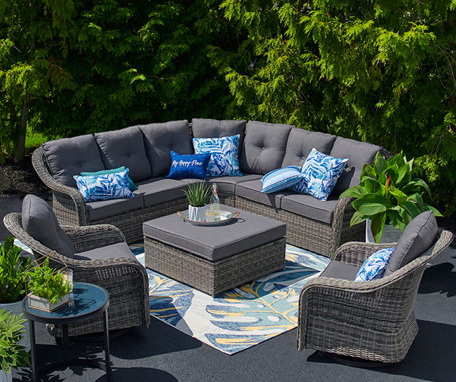 Wilson Fisher Broadmoor Cushioned Patio Sectional Ottoman Set Big Lots