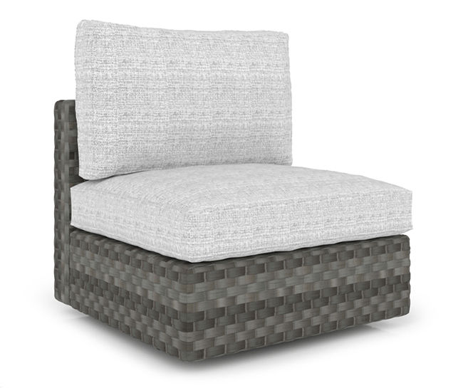 Palmetto AllWeather Wicker Cushioned Modular Patio Armless Chair Big