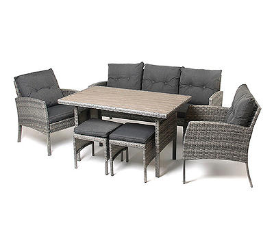 All-Weather Wicker 6-Piece Cushioned Patio Seating Set