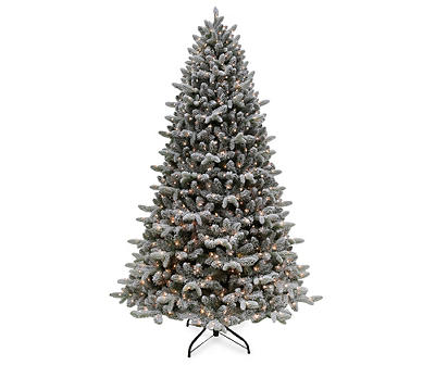 Winter Wonder Lane 12' Flocked Hard Needle Pre-Lit Artificial Christmas Tree with Clear Lights