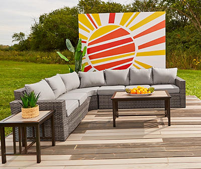Broyhill Eagle Brooke Gray All-Weather Wicker Cushioned Patio Sectional