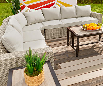 Broyhill Eagle Brooke Whitewash All-Weather Wicker Cushioned Patio Sectional