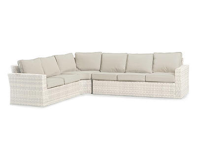 Broyhill Eagle Brooke Whitewash All-Weather Wicker Cushioned Patio Sectional