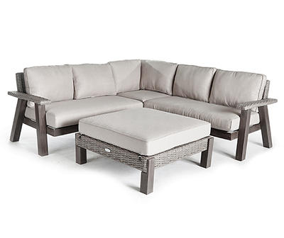 Broyhill Asheville All-Weather Wicker Cushioned Patio Sectional & Ottoman Set