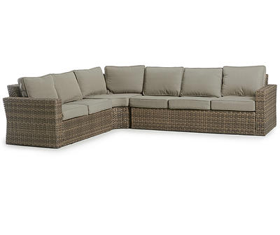 Broyhill Eagle Brooke Tan All-Weather Wicker Cushioned Patio Sectional
