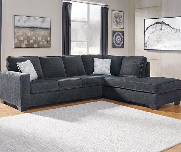 Signature Design By Ashley Kiara Slate Sleeper Sectional With Right Facing Chaise Big Lots