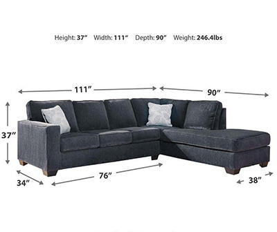 Signature Design By Ashley Kiara Slate Sleeper Sectional with Right-Facing Chaise