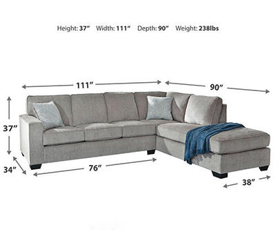 Signature Design By Ashley Kiara Alloy Sectional with Right-Facing Chaise Sectional