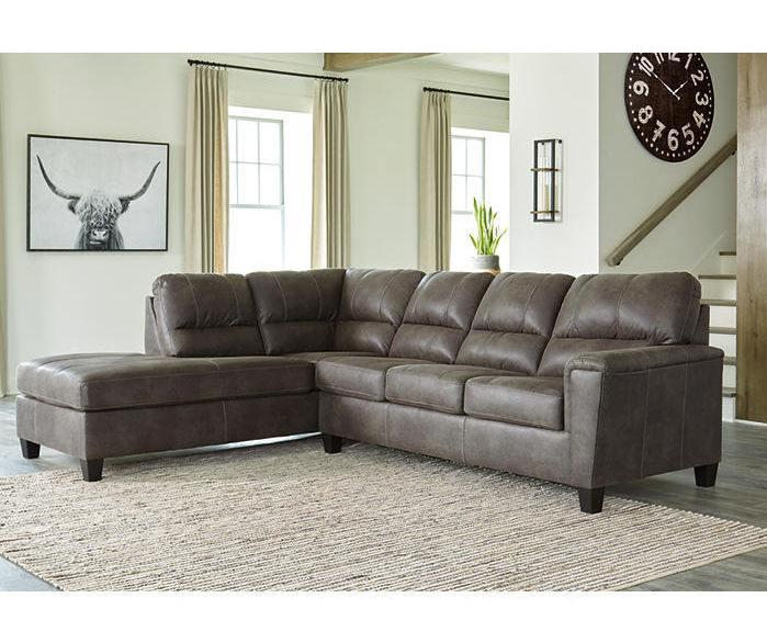 Signature Design By Ashley Navi Smoke Faux Leather Sectional With Left Facing Chaise Big Lots