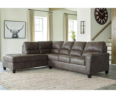 Signature Design By Ashley Navi Smoke Faux Leather Sectional with Left-Facing Chaise