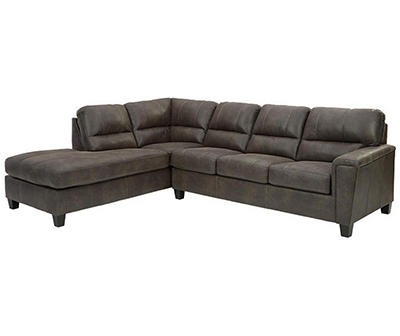 Signature Design By Ashley Navi Smoke Faux Leather Sectional with Left-Facing Chaise
