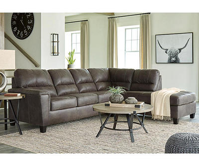Signature Design By Ashley Navi Smoke Faux Leather Sleeper Sectional with Right-Facing Chaise