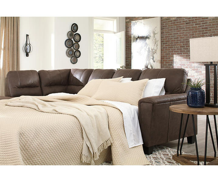 Signature Design By Ashley Navi Chestnut Faux Leather Sleeper Sectional ...