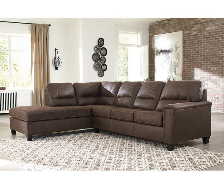 Signature Design By Ashley Navi Chestnut Faux Leather Sleeper Sectional With Left Facing Chaise Big Lots