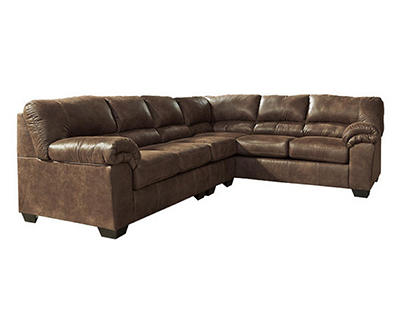 Signature Design By Ashley Bladen Coffee 3-Piece Faux Leather Sectional with Left-Facing Loveseat