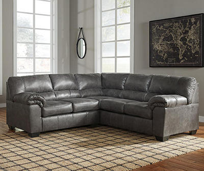 Signature Design By Ashley Bladen Slate 2-Piece Faux Leather Sectional with Left-Facing Loveseat