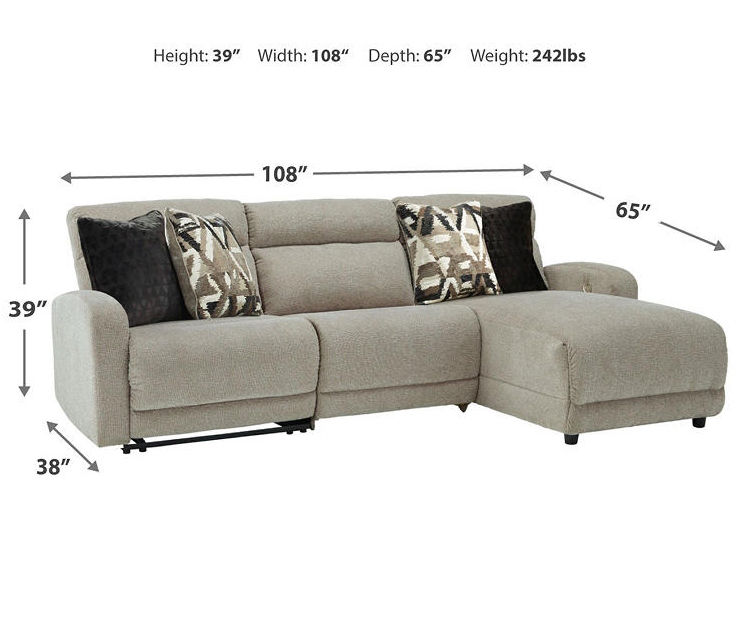 Colleyville Stone 3 Piece Power Reclining Sectional Big Lots