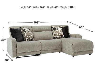 Colleyville Stone 3-Piece Power Reclining Sectional
