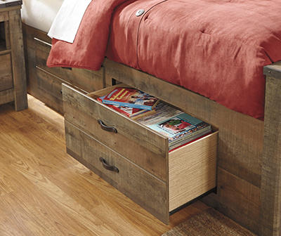 Signature Design By Ashley Rustic Twin Panel Bed with 2-Drawer Storage