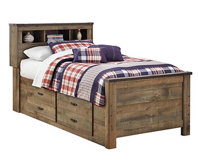 Signature Design By Ashley Rustic Twin Bookcase Bed with 2-Drawer Storage