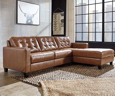 Signature Design By Ashley Baskove 2-Piece Leather Sectional with Right-Arm-Facing Chaise