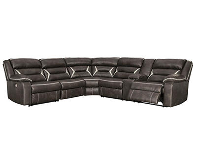 Signature Design By Ashley Kincord 4-Piece Faux Leather Power Reclining Sectional with Right-Arm-Facing Console Sofa