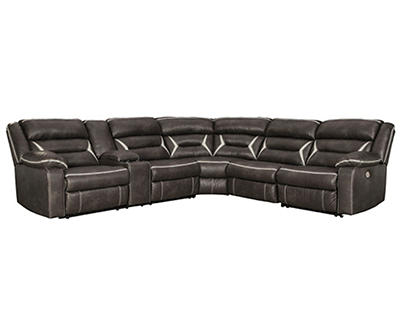 Signature Design By Ashley Kincord 4-Piece Faux Leather Power Reclining Sectional with Left-Arm-Facing Console Sofa