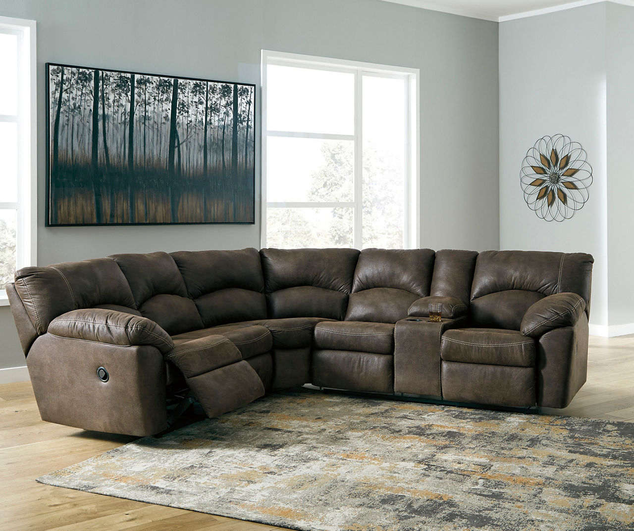 Signature Design By Ashley Tambo Canyon Faux Leather Reclining Sectional