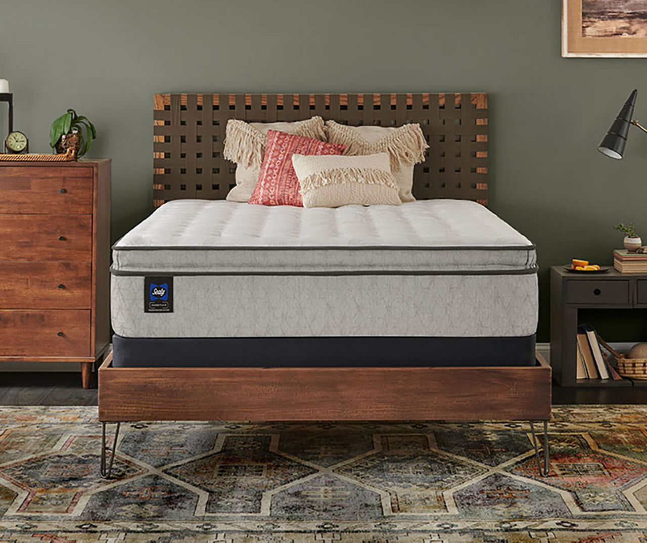 Sealy Dean Twin Euro Pillow Top Mattress Low Profile Box Spring